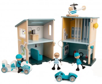 Classic world traelegetojs politistation med tilbehor