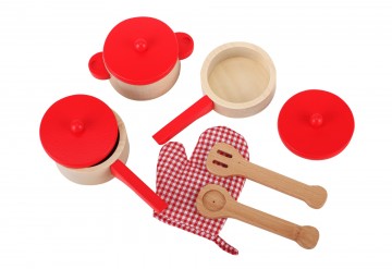 Pannenset hout rood   9 delig56550