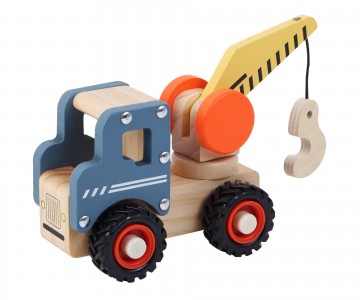 Werkauto blauw takelauto met zwart rubberen wiel56530